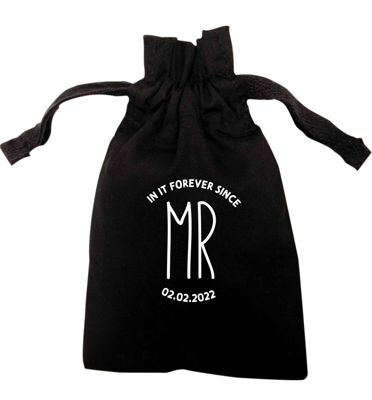 Mr in it forever personalised name and date | XS - L | Pouch / Drawstring bag / Sack | Organic Cotton | Bulk discounts available!