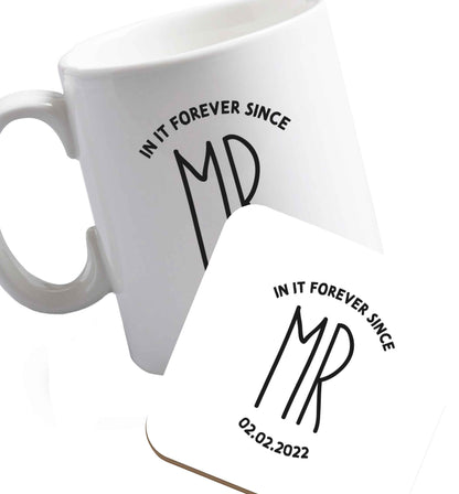 10 oz Perfect wedding guest favours or hen party gifts! Personalised bridal floral wreath designs, any name, any role!   ceramic mug and coaster set right handed