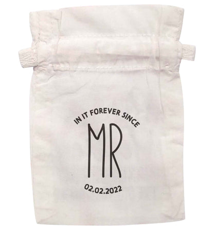 Mr in it forever personalised name and date | XS - L | Pouch / Drawstring bag / Sack | Organic Cotton | Bulk discounts available!