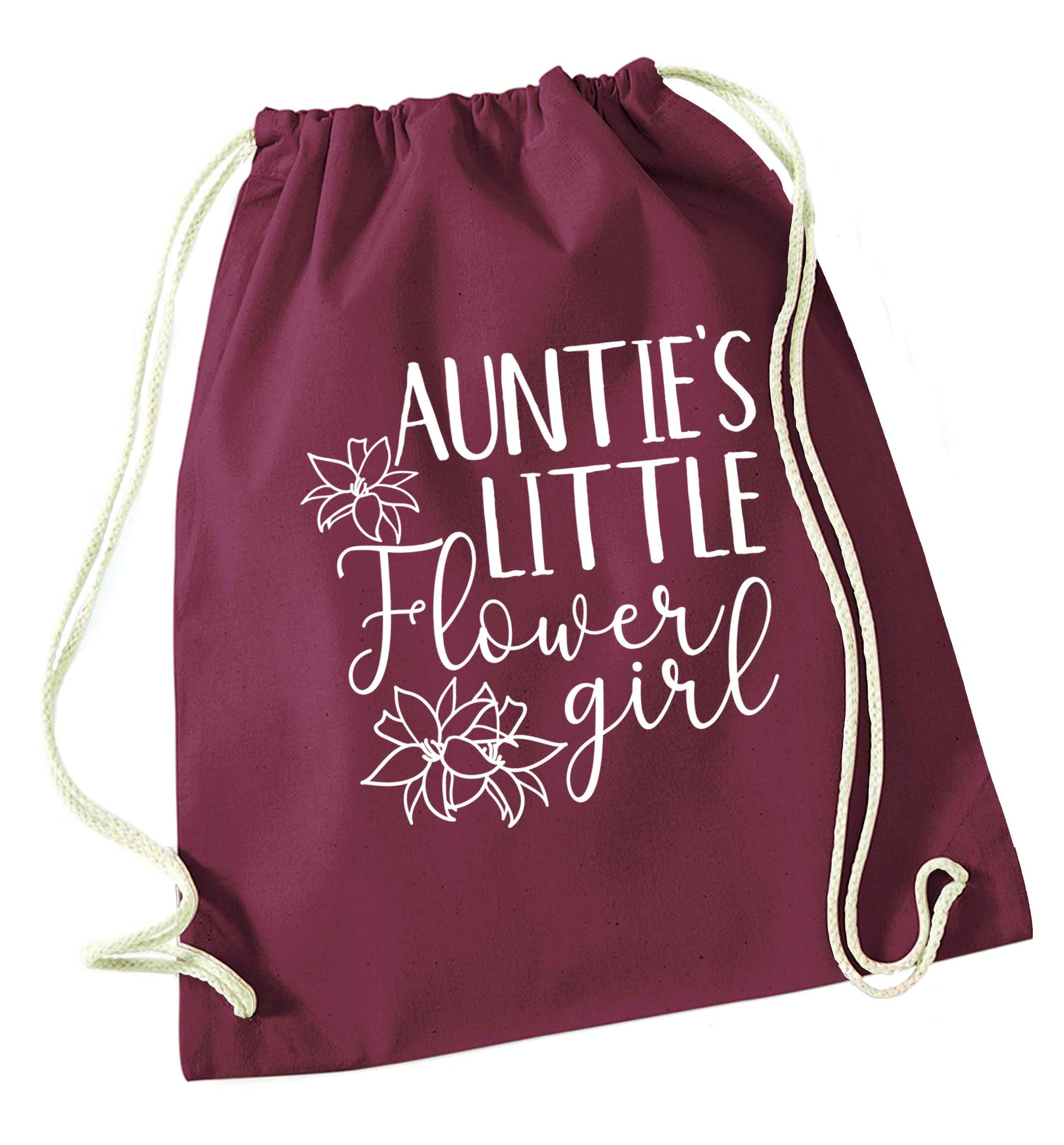 Perfect wedding guest favours or hen party gifts! Personalised bridal floral wreath designs, any name, any role! maroon drawstring bag