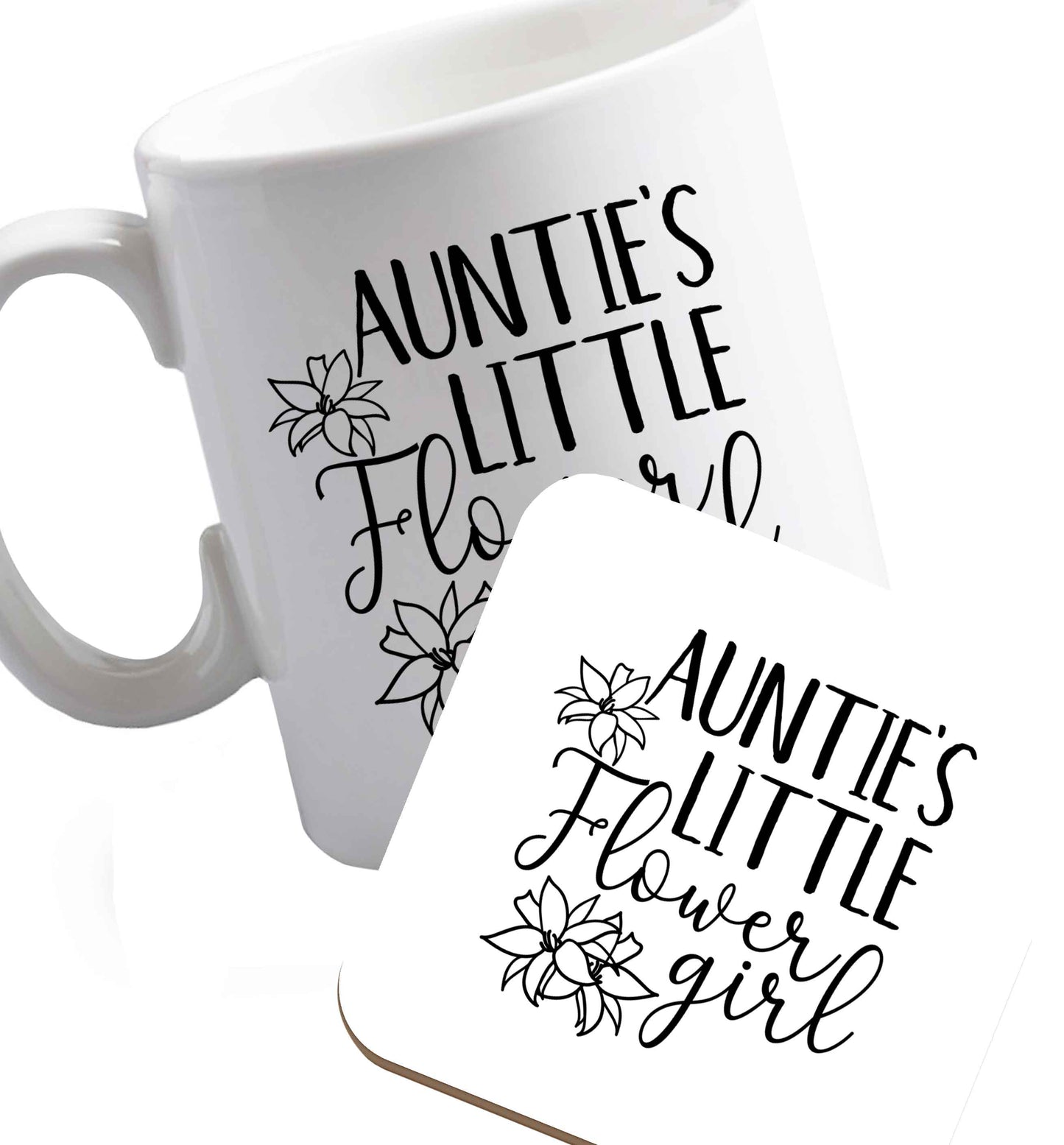 10 oz Perfect wedding guest favours or hen party gifts! Personalised bridal floral wreath designs, any name, any role!   ceramic mug and coaster set right handed