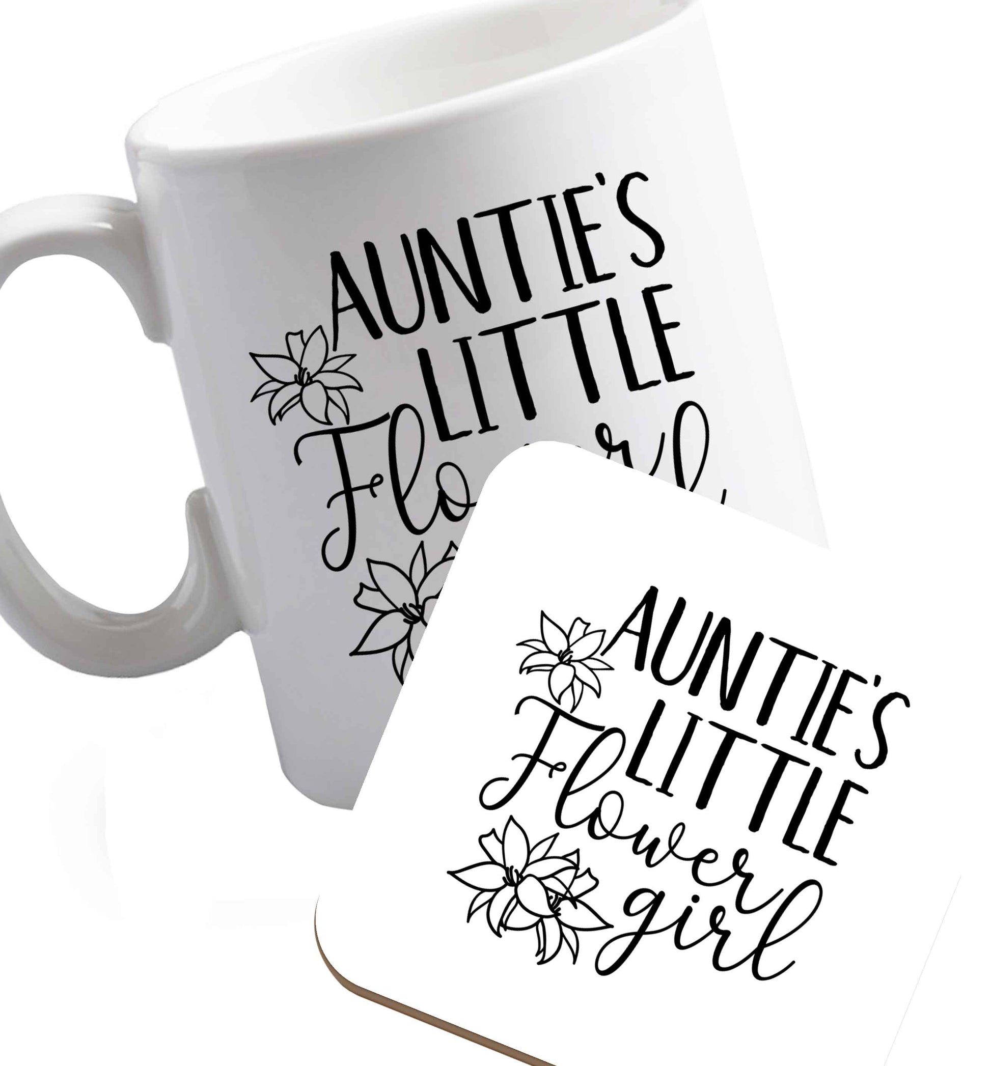 10 oz Perfect wedding guest favours or hen party gifts! Personalised bridal floral wreath designs, any name, any role!   ceramic mug and coaster set right handed