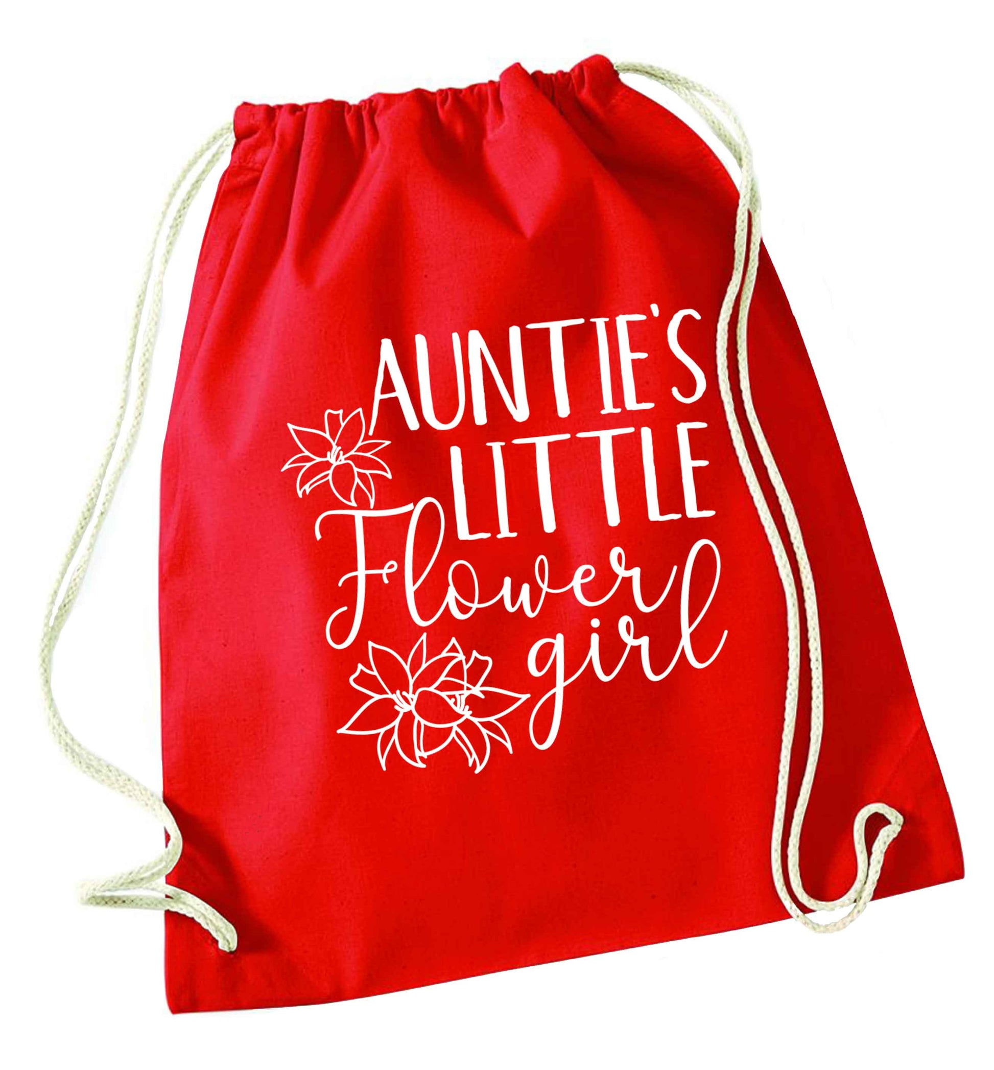 Perfect wedding guest favours or hen party gifts! Personalised bridal floral wreath designs, any name, any role! red drawstring bag 