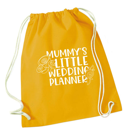 adorable wedding themed gifts for your mini wedding planner! mustard drawstring bag