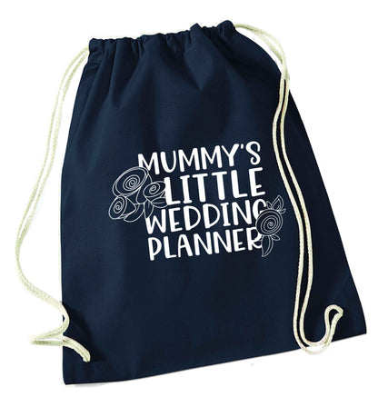 adorable wedding themed gifts for your mini wedding planner! navy drawstring bag