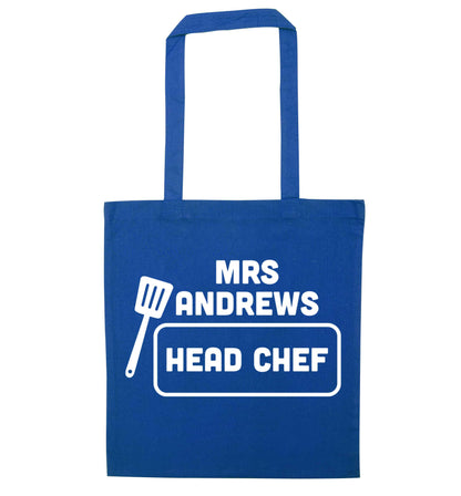 Perfect wedding guest favours or hen party gifts! Personalised bridal floral wreath designs, any name, any role! blue tote bag