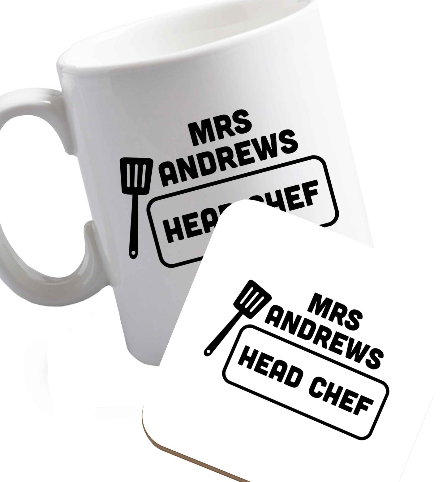10 oz Perfect wedding guest favours or hen party gifts! Personalised bridal floral wreath designs, any name, any role!   ceramic mug and coaster set right handed