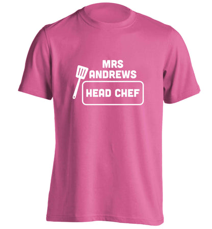 Perfect wedding guest favours or hen party gifts! Personalised bridal floral wreath designs, any name, any role! adults unisex pink Tshirt 2XL