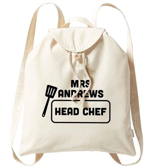 Perfect wedding guest favours or hen party gifts! Personalised bridal floral wreath designs, any name, any role! organic cotton backpack tote with wooden buttons in natural