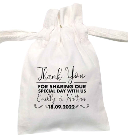 Thank you for sharing our special day | XS - L | Pouch / Drawstring bag / Sack | Organic Cotton | Bulk discounts available!