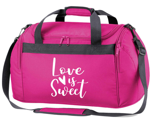 Love really does make the world go round! Ideal for weddings, valentines or just simply to show someone you love them!  pink holdall / duffel bag
