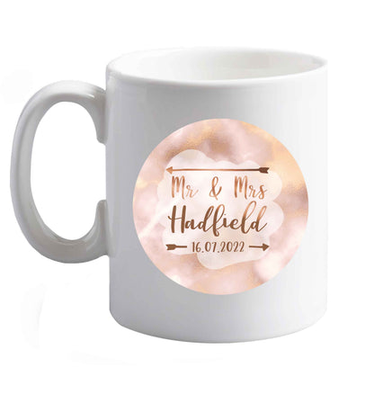 10 oz Personalised Mr and Mrs wedding date! Ideal wedding favours!   ceramic mug right handed