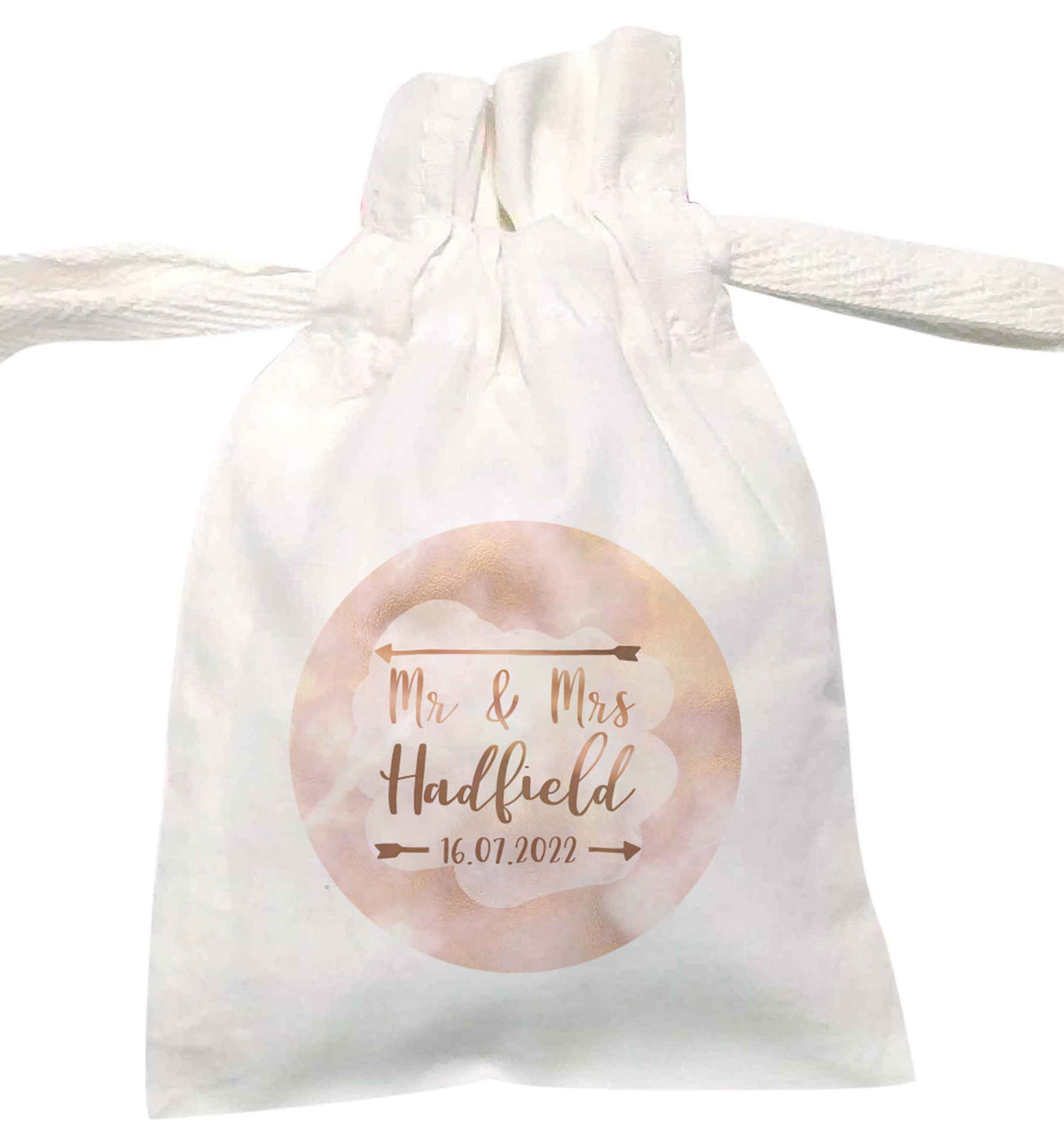 Personalised Mr and Mrs wedding date | XS - L | Pouch / Drawstring bag / Sack | Organic Cotton | Bulk discounts available!
