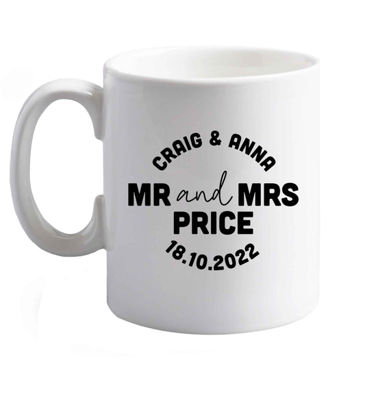 10 oz Personalised Mr and Mrs wedding and date! Ideal wedding favours!   ceramic mug right handed