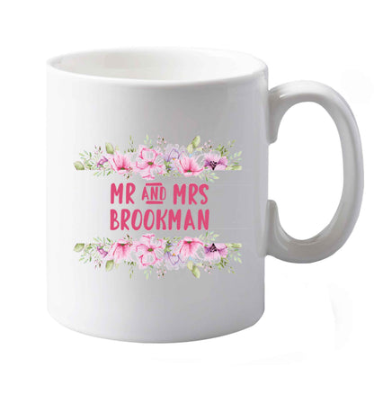10 oz Personalised Mr and Mrs wedding and date! Ideal wedding favours!   ceramic mug both sides