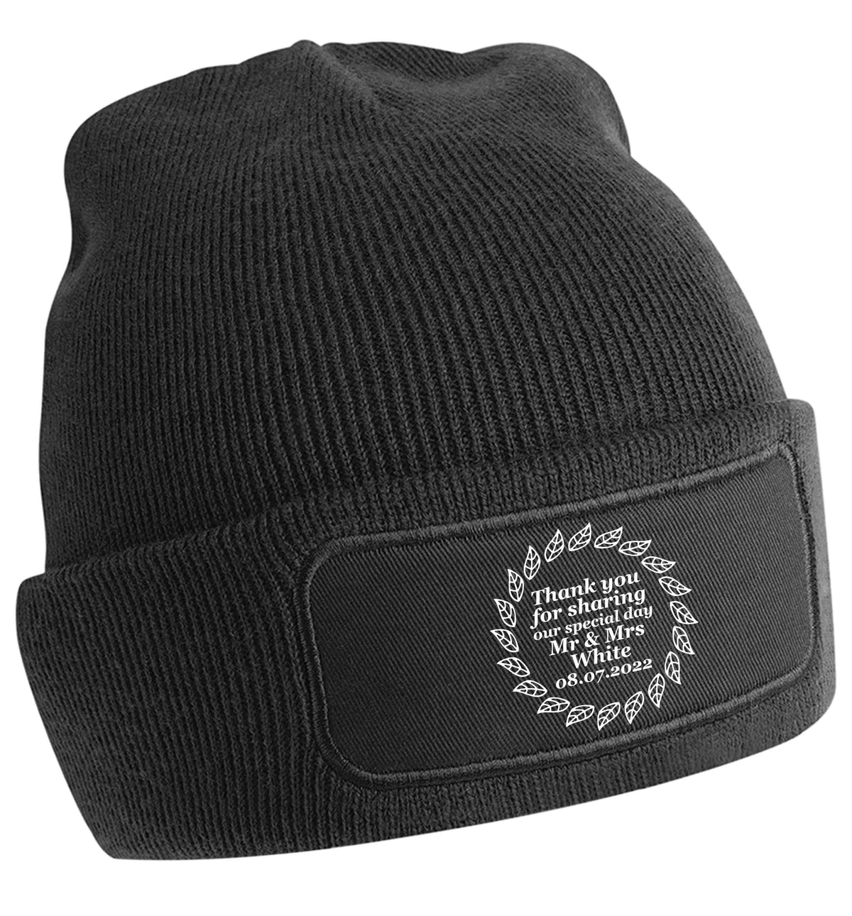 Thank you for sharing our special day Mr and Mrs leaf wreath | Beanie hat