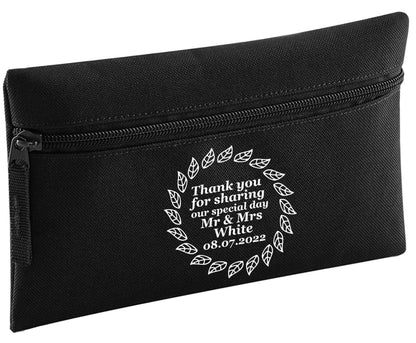 Thank you for sharing our special day Mr and Mrs leaf wreath | Pencil Case