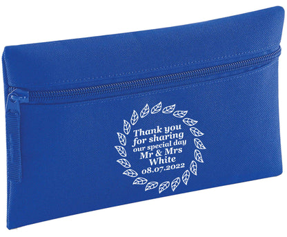 Thank you for sharing our special day Mr and Mrs leaf wreath | Pencil Case