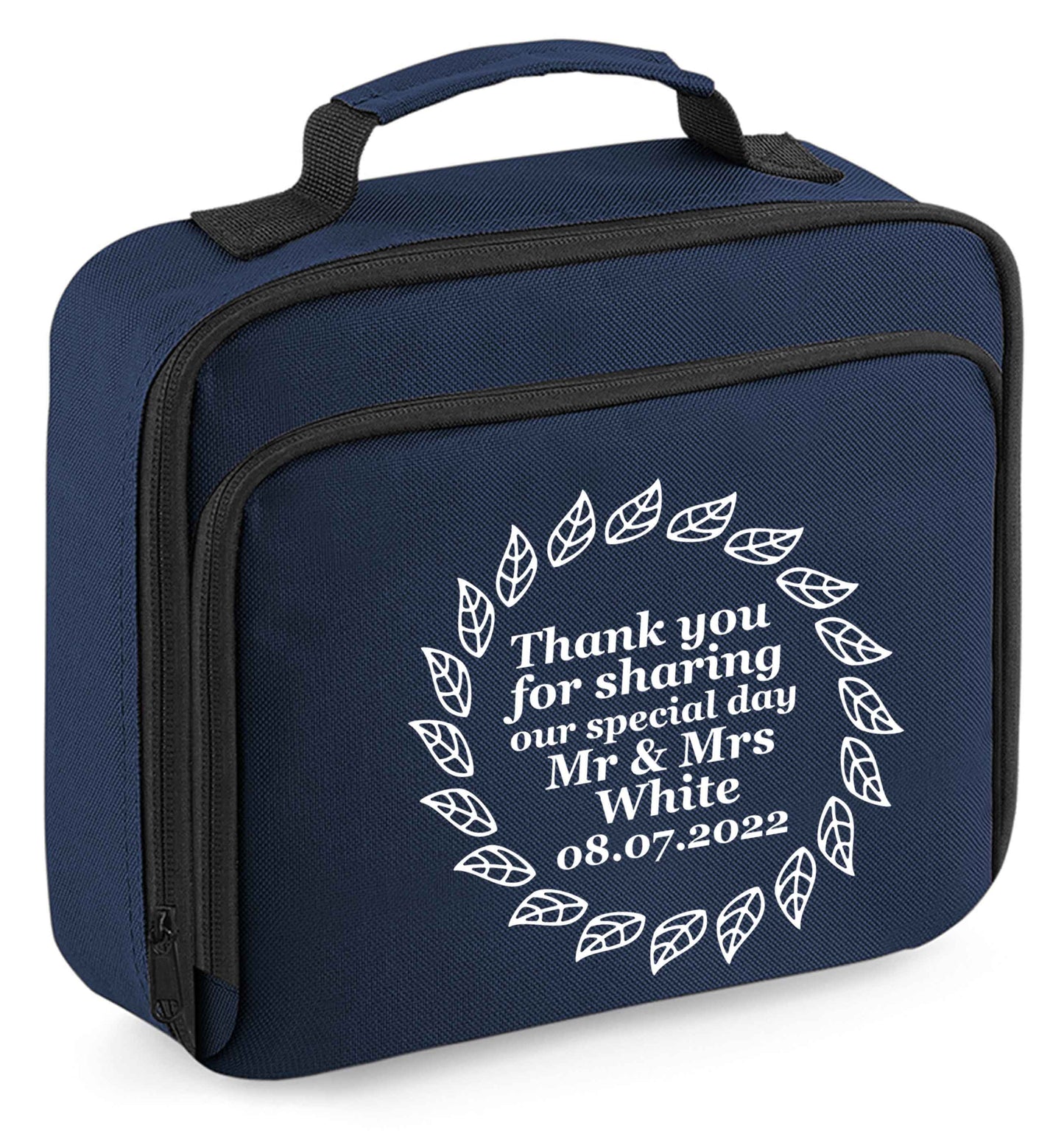 Any tex here insulated navy lunch bag cooler