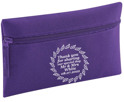 Personalised wedding thank you's Mr and Mrs wedding and date! Ideal wedding favours! pencil case