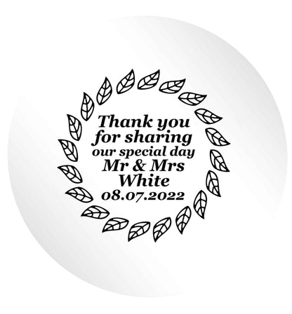 Personalised wedding thank you's Mr and Mrs wedding and date! Ideal wedding favours! 24 @ 45mm matt circle stickers