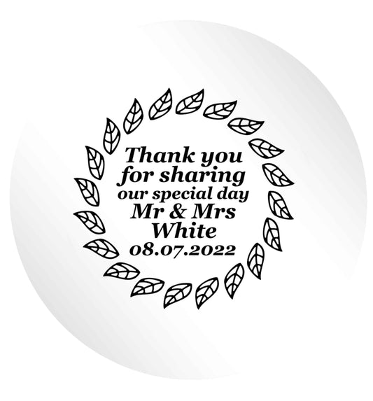 Personalised wedding thank you's Mr and Mrs wedding and date! Ideal wedding favours! 24 @ 45mm matt circle stickers