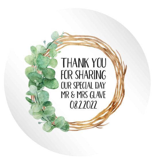 Personalised wedding thank you's Mr and Mrs wedding and date! Ideal wedding favours! 24 @ 45mm matt circle stickers
