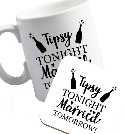 10 oz Personalised wedding thank you's Mr and Mrs wedding and date! Ideal wedding favours!   ceramic mug and coaster set right handed