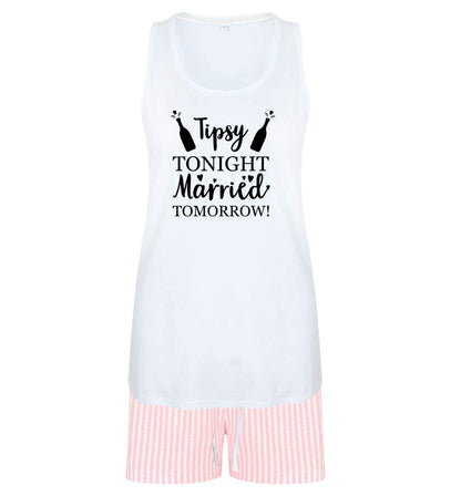 Personalised wedding thank you's Mr and Mrs wedding and date! Ideal wedding favours! size XL women's pyjama shorts set in pink 