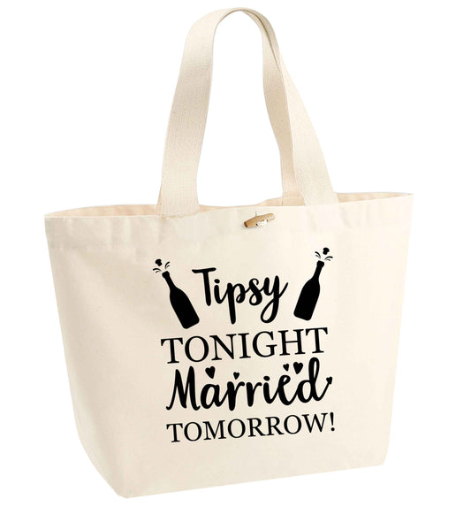 Personalised wedding thank you's Mr and Mrs wedding and date! Ideal wedding favours! organic cotton premium tote bag with wooden toggle in natural