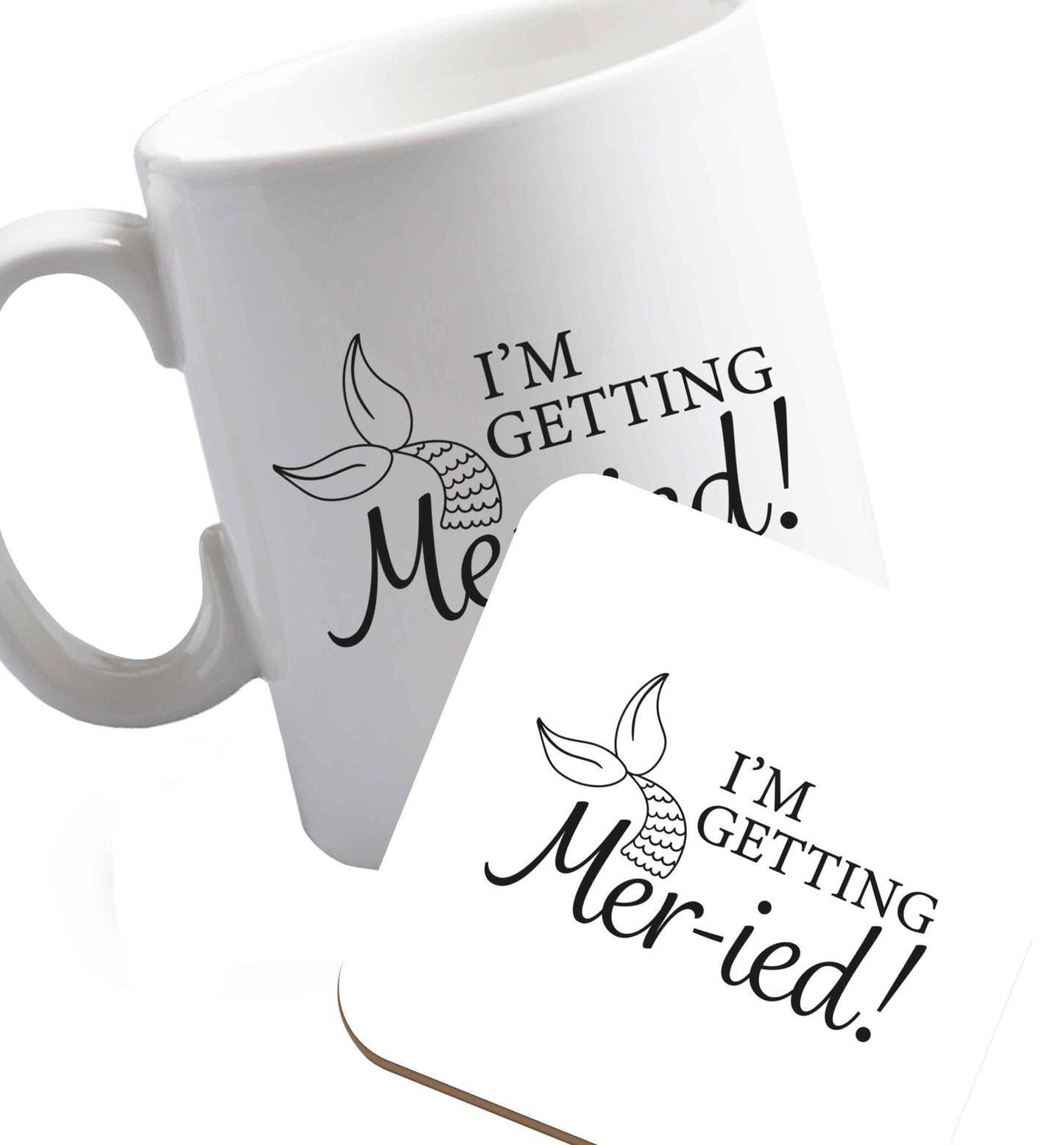 10 oz Personalised wedding thank you's Mr and Mrs wedding and date! Ideal wedding favours!   ceramic mug and coaster set right handed