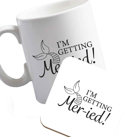 10 oz Personalised wedding thank you's Mr and Mrs wedding and date! Ideal wedding favours!   ceramic mug and coaster set right handed