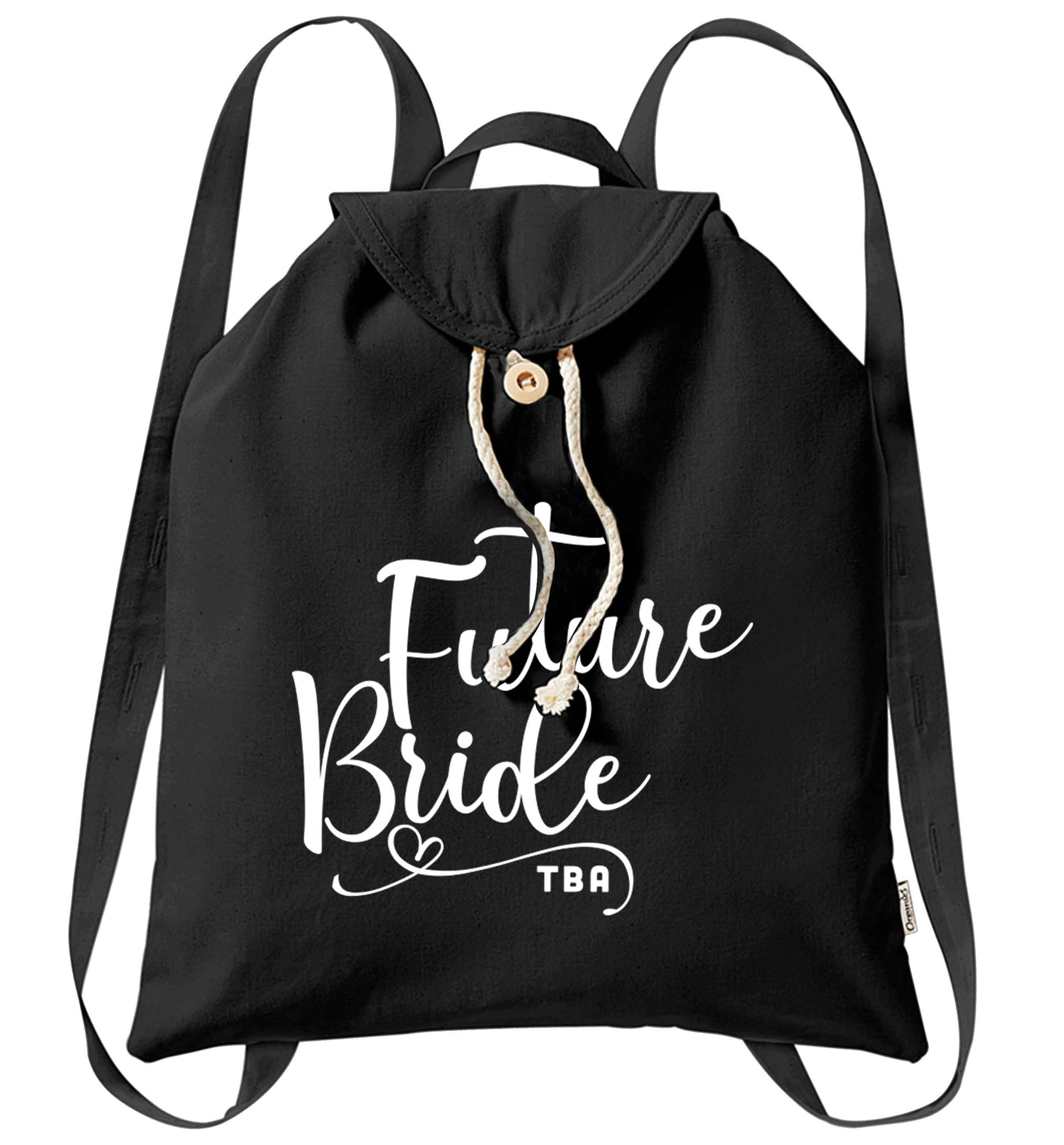 Has your wedding been postponed or delayed?Just another reason to party even HARDER!  organic cotton backpack tote with wooden buttons in black