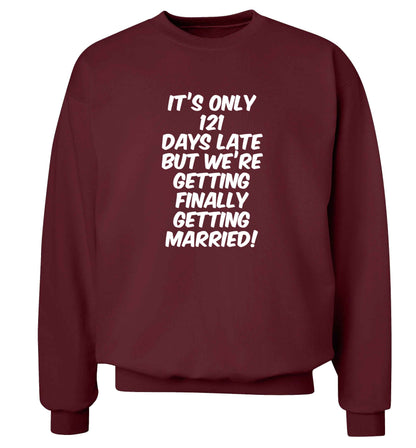 Personalised wedding thank you's Mr and Mrs wedding and date! Ideal wedding favours! adult's unisex maroon sweater 2XL