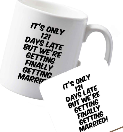 10 oz Ceramic mug and coaster Personalised wedding thank you's Mr and Mrs wedding and date! Ideal wedding favours!   both sides