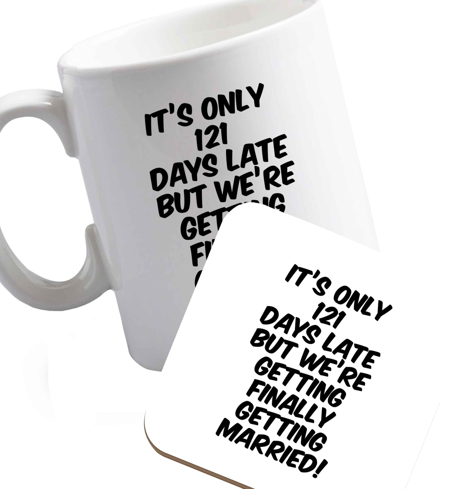 10 oz Personalised wedding thank you's Mr and Mrs wedding and date! Ideal wedding favours!   ceramic mug and coaster set right handed