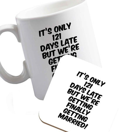 10 oz Personalised wedding thank you's Mr and Mrs wedding and date! Ideal wedding favours!   ceramic mug and coaster set right handed