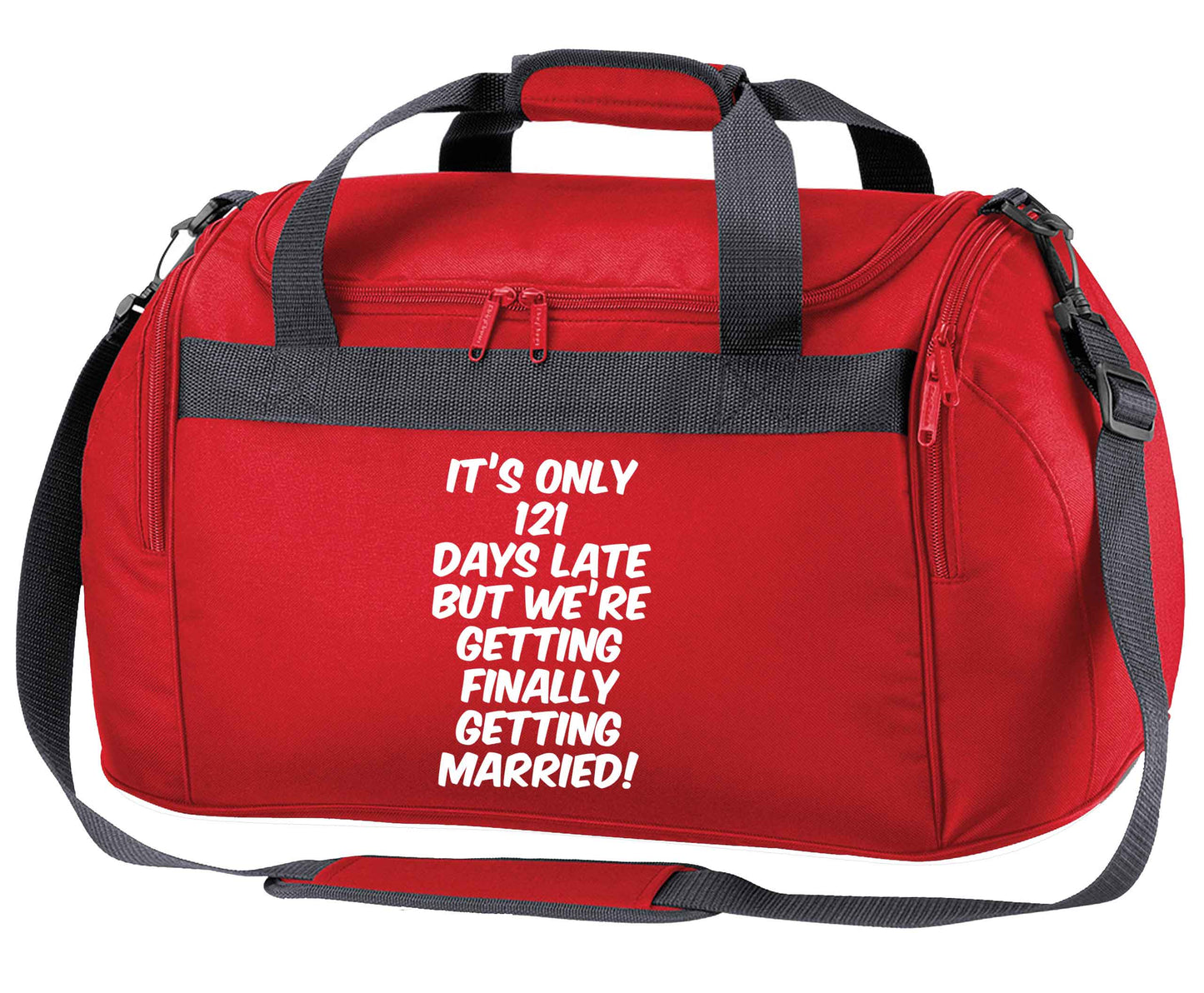 Personalised wedding thank you's Mr and Mrs wedding and date! Ideal wedding favours! red holdall / duffel bag