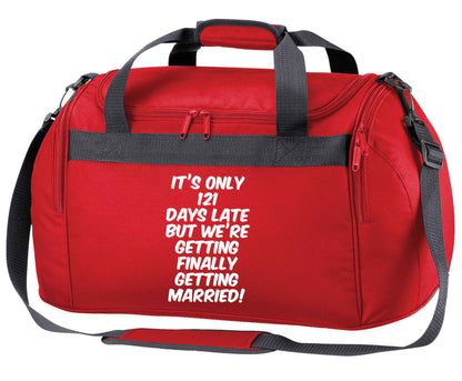 Personalised wedding thank you's Mr and Mrs wedding and date! Ideal wedding favours! red holdall / duffel bag
