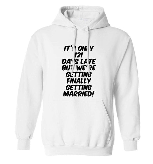Personalised wedding thank you's Mr and Mrs wedding and date! Ideal wedding favours! adults unisex white hoodie 2XL