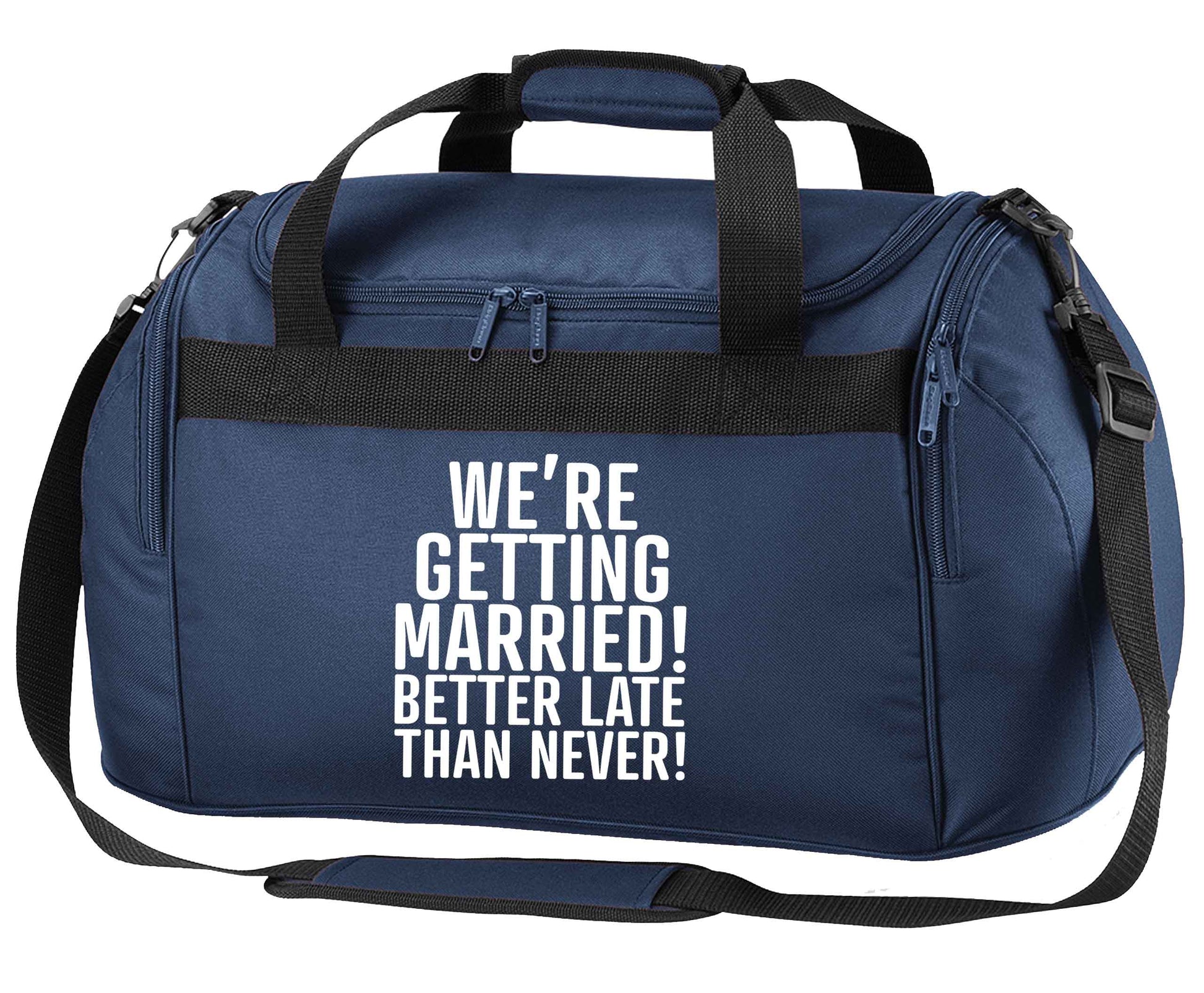 Always the bridesmaid but never the bride? Until now! navy holdall / duffel bag