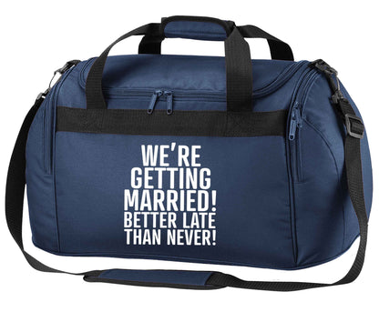 Always the bridesmaid but never the bride? Until now! navy holdall / duffel bag