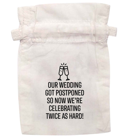 Our wedding got postponed so now we're celebrating twice as hard | XS - L | Pouch / Drawstring bag / Sack | Organic Cotton | Bulk discounts available!