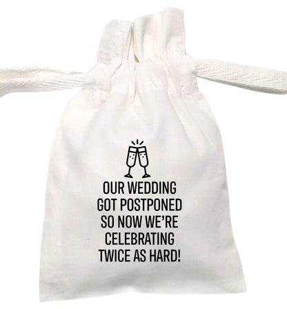 Our wedding got postponed so now we're celebrating twice as hard | XS - L | Pouch / Drawstring bag / Sack | Organic Cotton | Bulk discounts available!