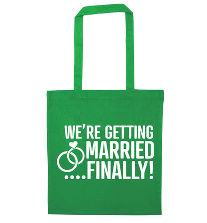 It's been a long wait but it's finally happening! Let everyone know you're celebrating your big day soon! green tote bag