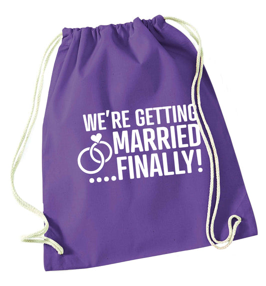 It's been a long wait but it's finally happening! Let everyone know you're celebrating your big day soon! purple drawstring bag