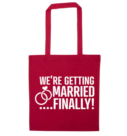 It's been a long wait but it's finally happening! Let everyone know you're celebrating your big day soon! red tote bag