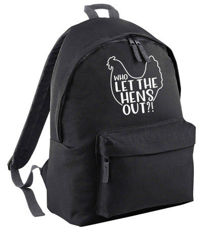 Who let the hens out black adults backpack