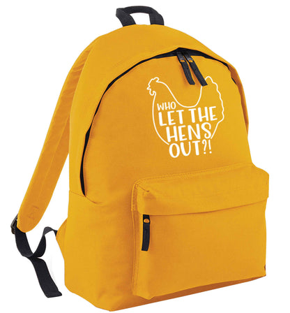 Who let the hens out mustard adults backpack