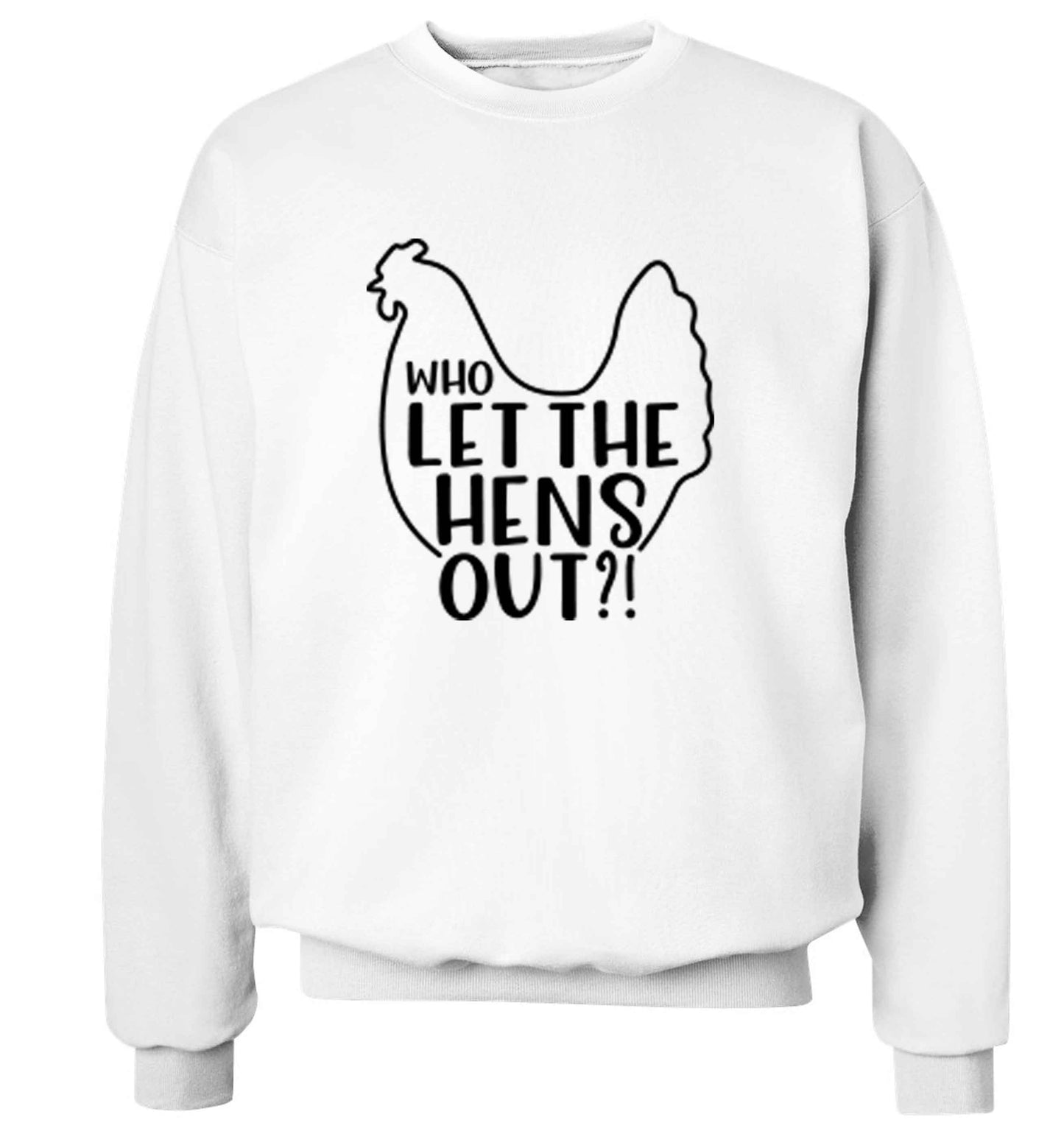 Who let the hens out adult's unisex white sweater 2XL